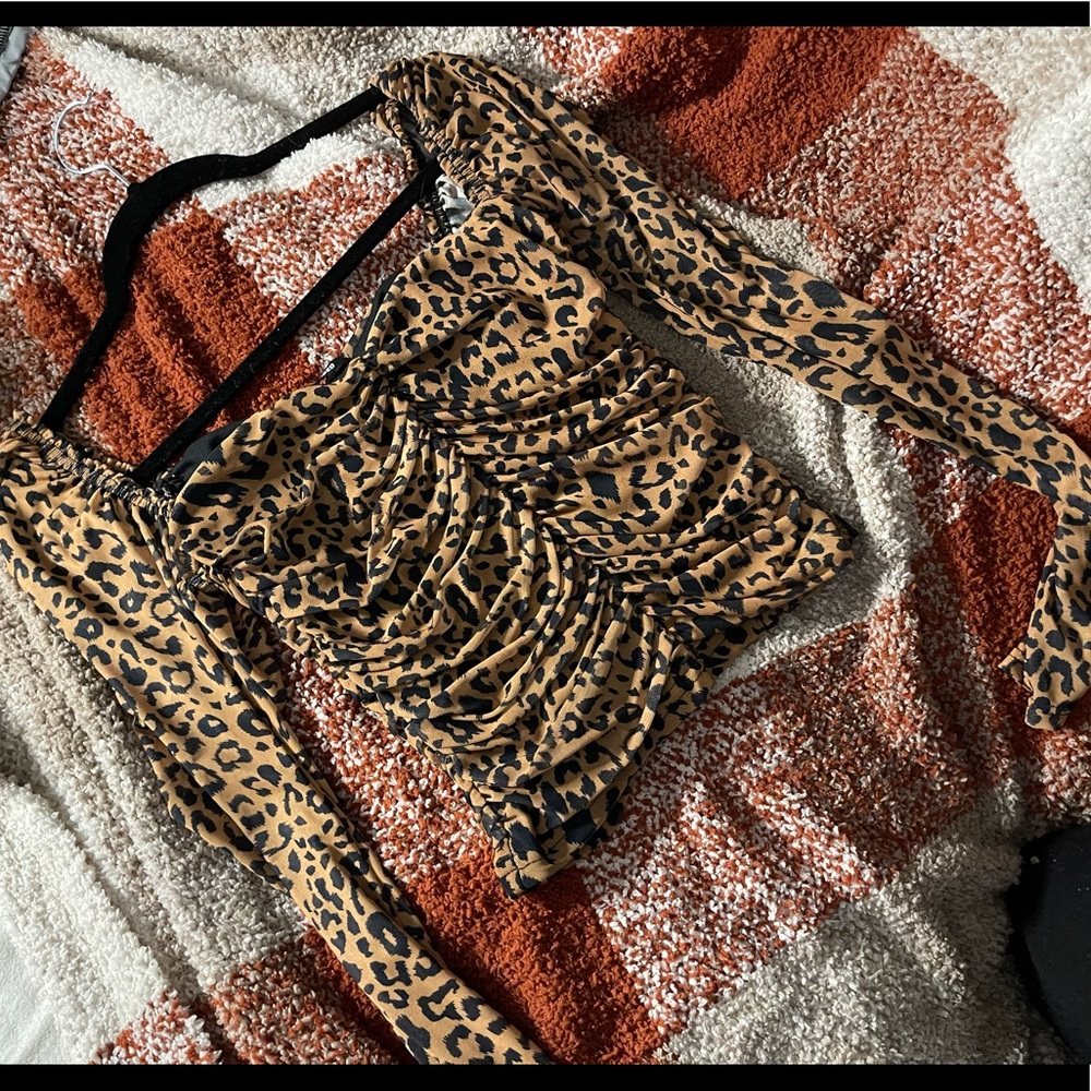 leopard chiffon long sleeve